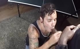 Sucking a huge black str8 cock and filling my face with cum