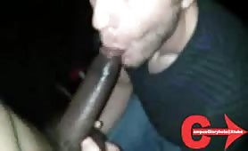 Straight dude blowing a huge black cock for the first time