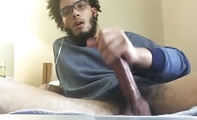 Hot college boy with big dick strokes and cums before class