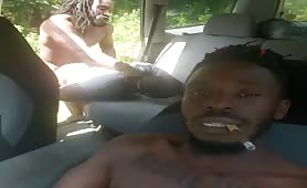 Str8 black thug waiting his turn to fuck a slut in the car