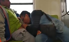 Sucking and Jerking my straight friend on the metro