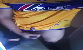 Hot mexican soccer player jerking off
