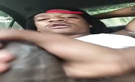 Str8 thug getting a handjob in his car