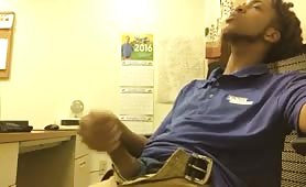 Young nigga rubbing his cock at work