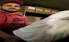Horny manager fucks the new sissy employee in the restaurant cooler