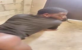 Two horny black workers fucking in a construction site