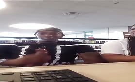 Young dominican guy rubbing his cock in a cyber cafe
