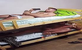 My friend and I masturbating together on the bunk beds