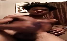 skinny black thug masturbating solo