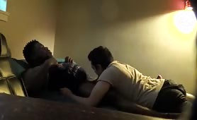Str8 chubby black  getting his dick sucked by a white twink