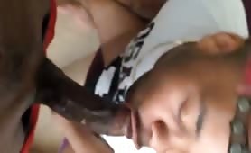Sissy black dude sucking a huge black str8 thug cock