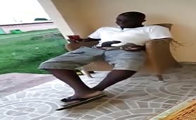 African dude showing off his big black dick