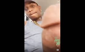 Sexy black dude shows off his huge cock on live chat